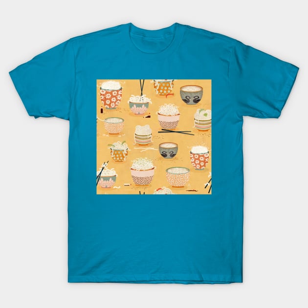 Oodles of noodles yellow T-Shirt by katherinequinnillustration
